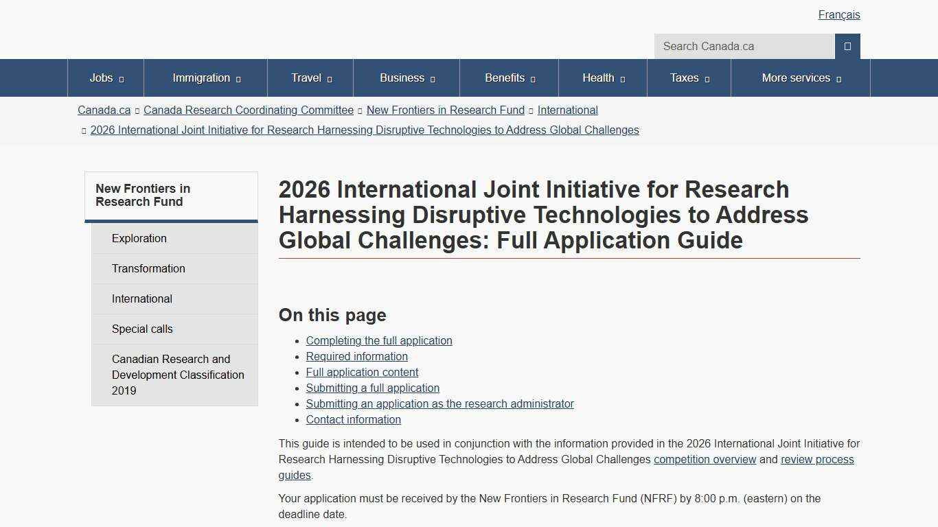 2026 International Joint Initiative for Research Harnessing Disruptive Technologies to Address Global Challenges: Full Application Guide
