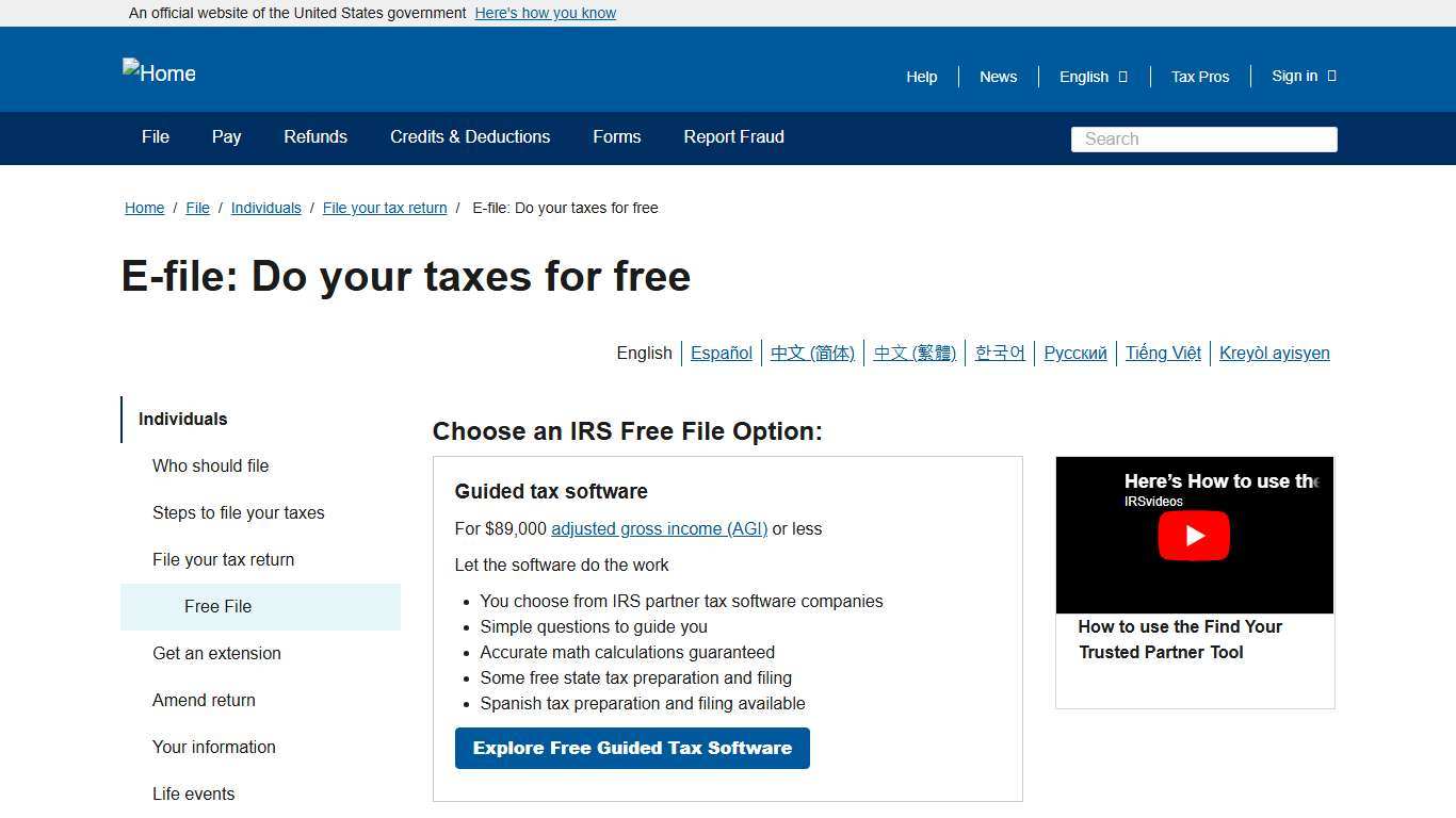 E-file: Do your taxes for free Internal Revenue Service